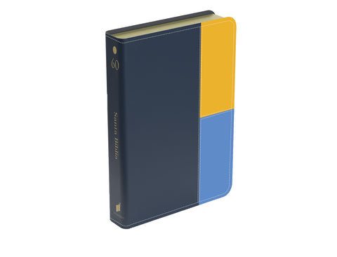 Image of BIBLIA RVR 1960 LETRA GIGANTE 14 PUNTOS SIMIL PIEL BLOQUE AZUL COBRE GRIS CADETE