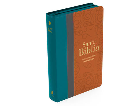 Image of BIBLIA RVR 1960 LETRA GRANDE TAMANO MANUAL TRICOLOR CIAN OSCURO GRIS MARRON CON CIERRE E INDICE