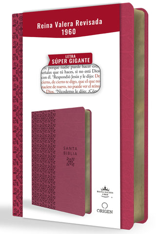 Image of Biblia RVR 1960 Letra Súper Gigante Fucsia Rosada Símil Piel