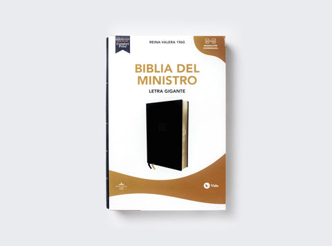 Image of Biblia RVR 1960 del Ministro Letra Gigante Piel Negro Palabras de Jesús en Rojo Comfort Print