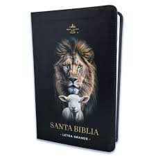 Biblia RVR 1960 Tamaño Manual Letra Grande Colección Supreme Cordero y León Símil Piel