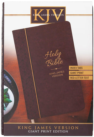 KJV HOLY BIBLE: MAROON (BURGUNDY), GIANT PRINT (14 PT) - THUMB INDEXED, FAUX LEATHER