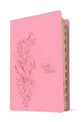 Image of Biblia NTV Referencia Central Letra Grande con Filament Símil Piel Rosa Índice Letra Roja