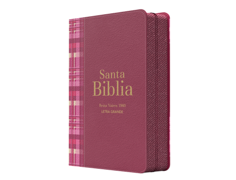 Image of BIBLIA RVR 1960 COMPACTA LETRA GRANDE 11 PUNTOS SIMIL PIEL CUADROS FUCSIA OSCURO CON CIERRE E INDICE
