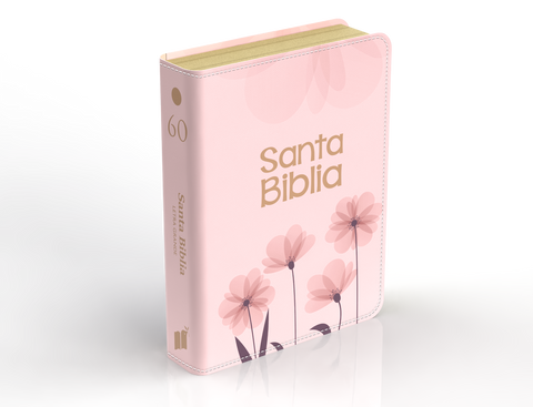 Image of Biblia RVR 1960 Compacta Letra Grande 11 Puntos Símil Piel Floral Rosadas