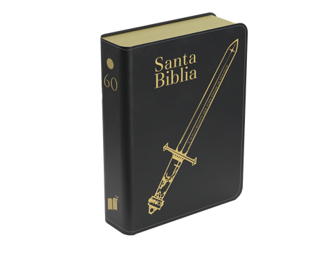 Image of Biblia RVR 1960 Compacta Letra Grande 11 Puntos Símil Piel Negro Espada
