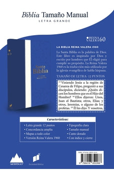 Biblia RVR 1960 Letra Grande Tamaño Manual Tricolor Azúl Crema Azúl Marino con Cierre con Índice
