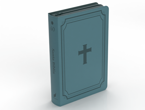 Image of BIBLIA RVR 1960 LETRA GRANDE TAMANO MANUAL CRUZ AZUL ACERO CON CIERRE E INDICE