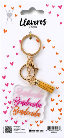 Image of Llavero Acrílico con Tassel Bendecida