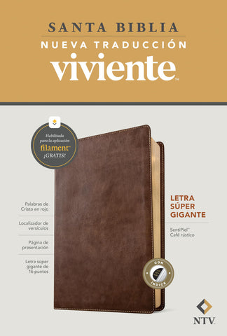 Image of BIBLIA NTV LETRA SUPER GIGANTE FILAMENT SIMIL PIEL CAFE RUSTICO INDICE