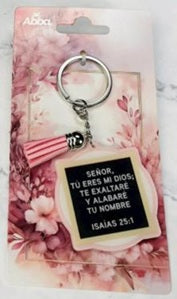 Llavero Acrílico con Tassel. Señor tú eres mi Dios