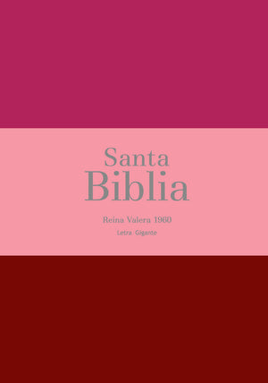 Biblia RVR 1960 Letra Gigante 14 puntos Símil Piel Tricolor Fucsia Rosado Rojo Granate con Cierre e Índice