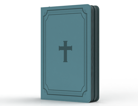 Image of BIBLIA RVR 1960 LETRA GRANDE TAMANO MANUAL CRUZ AZUL ACERO CON CIERRE E INDICE