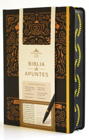 Biblia RVR 1960 de Apuntes Tapa Dura, Negro y Oro (Edición Cantos Pintados)