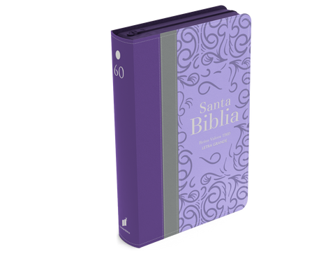Image of BIBLIA RVR 1960 LETRA GRANDE TAMANO MANUAL TRICOLOR PURPURA GRIS LILA CON CIERRE E INDICE