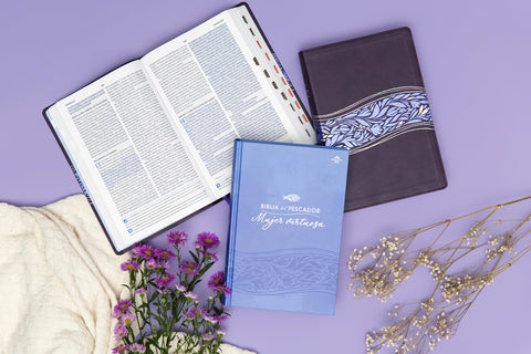 Image of Biblia RVR 1960 del Pescador  Mujer Virtuosa Floral Símil Piel con Índice