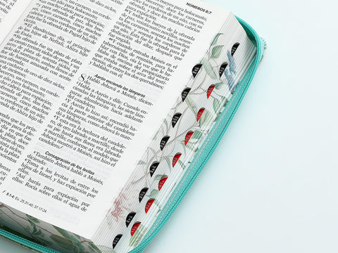 Image of Biblia RVR 1960 Letra Grande Tamaño Manual Turquesa Símil Piel con Índice y Cierre