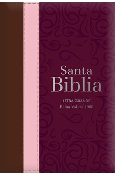 Biblia RVR 1960 Letra Grande Tamaño Manual Tricolor Guinda Palo Rosa Marrón con Cierre con Índice
