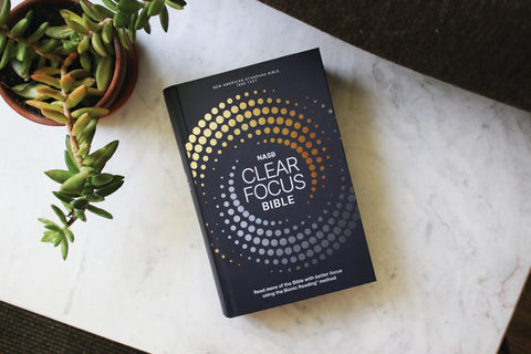 Image of NASB, Clear Focus Bible, Hardcover, Charcoal/Gold, 1995 Text: Read more of the Bible with better focus using the Bionic Reading Method