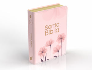 Biblia RVR 1960 Compacta Letra Grande 11 Puntos Símil Piel Floral Rosadas