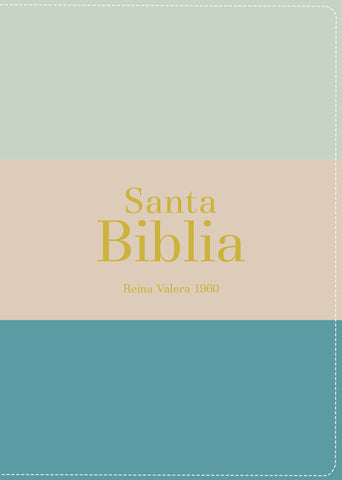 Image of BIBLIA RVR 1960 BOLSILLO SIMIL PIEL TRICOLOR CREMA VERDE AGUA ESMERALDA