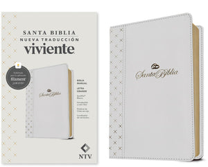 Biblia NTV Letra Grande Tamaño Manualcon Filament Símil Piel Blanco Letra Roja