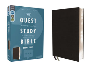 NIV, Quest Study Bible, Large Print, Bonded Leather, Black, Comfort Print: The Only Q and A Study Bible