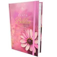 Image of Biblia RVR 1960 Letra GrandeTamaño Manual Tapa Dura Flor rosa Tapa Dura