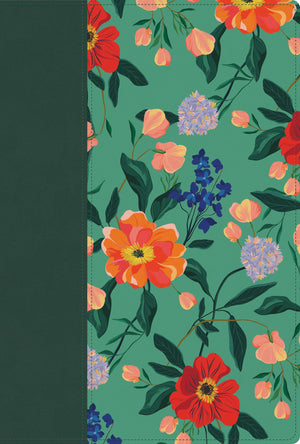 Biblia RVR 1960 Letra Grande Tamaño Manual Edición Especial Verde Floreado Símil Piel