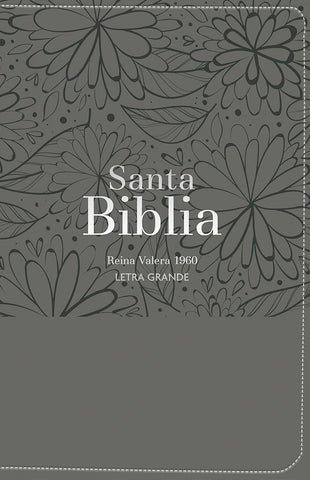 Image of BIBLIA RVR 1960 LETRA GRANDE TAMANO MANUAL SIMIL PIEL FLORES GRIS