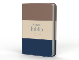 Biblia RVR 1960 Letra Gigante 14 puntos Símil Piel Tricolor Marrón Beige Azul