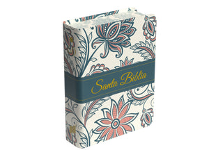 Biblia RVR 1960 Compacta Letra Grande 11 Puntos Símil Piel Floral Crema