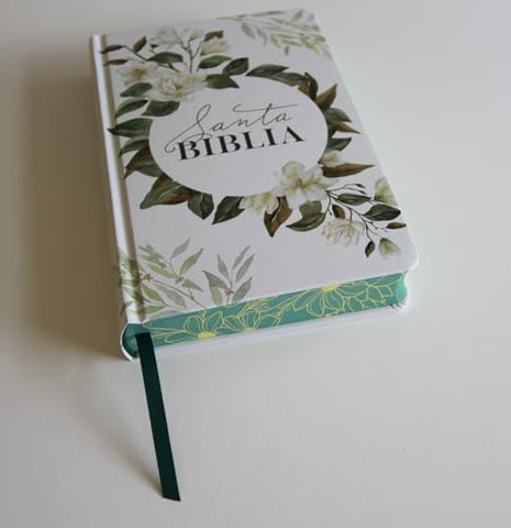 Image of Biblia RVR 1960 Letra Grande Tamaño Manual Flores Blancas Tapa Dura