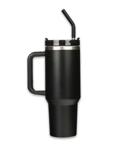 Image of Be Strong in the Lord Black 40 Oz Tumbler with Straw - Ephesians 6:10