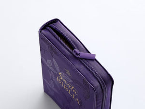 BIBLIA RVR 1960 COMPACTA LILA HOJAS PRIMAVERA SIMIL PIEL CON CIERRE