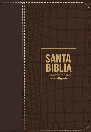 Biblia RVR 1960 Letra Gigante 14 puntos Símil Piel Marrón con Cierre e Índice