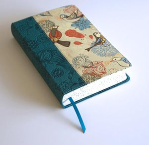 Biblia RVR 1960 Letra Gigante Símil Pel Azul con Pájaros Cantos Pintados