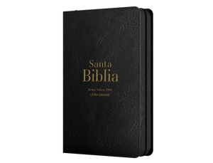 Biblia RVR 1960 Letra Grande Tamaño Manual Símil Piel Negro con Cierre e Índice