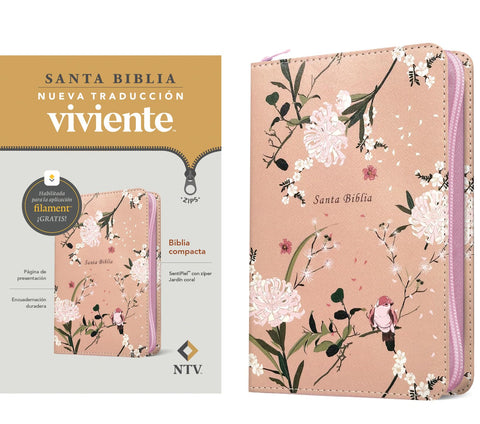 Image of Biblia NTV Compacta Cierre con Filament Símil Piel Jardín Coral