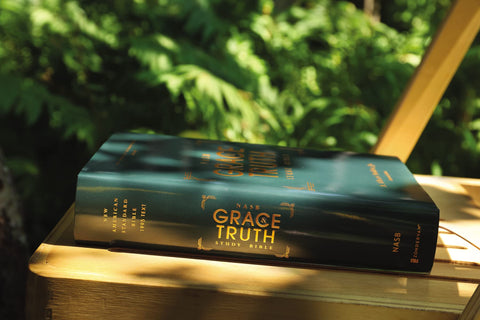 Image of NASB The Grace and Truth Study Bible (Trustworthy and Practical Insights) Hardcover Green Red Letter 1995 Text Comfort Print