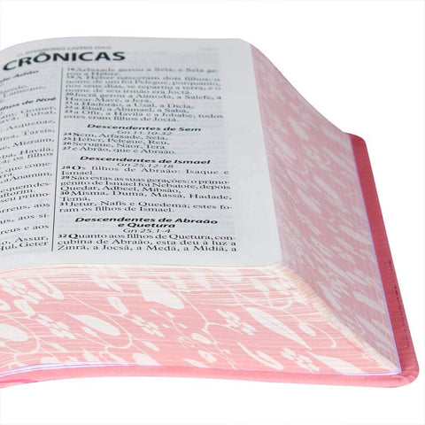 Image of BIBLIA EM PORTUGUES RA045LG TAPA IMITACION CUERO ROSA CANTO FLORALES