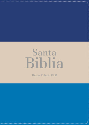 Biblia RVR 1960 Bolsillo Símil Piel Tricolor Azul Oscuro Beige Azul Medio