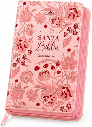Image of BIBLIA RVR 1960 OBSEQUIOS Y PREMIOS ROSA FLORAL CON CIERRE