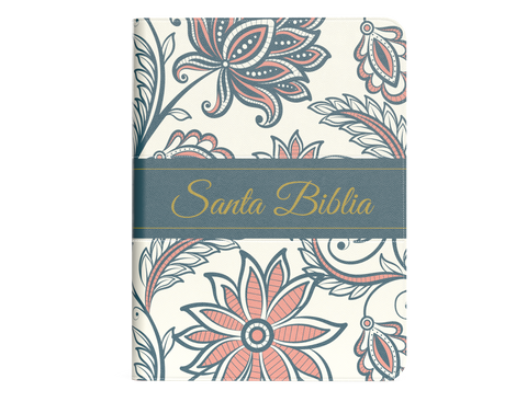 Image of Biblia RVR 1960 Compacta Letra Grande 11 Puntos Símil Piel Floral Crema