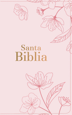 Image of BIBLIA RVR 1960 LETRA GRANDE TAMANO MANUAL FLORES ROSA CLARO CON CIERRE E INDICE