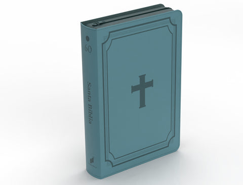 Image of BIBLIA RVR 1960 LETRA GRANDE TAMANO MANUAL CRUZ AZUL ACERO CON CIERRE E INDICE