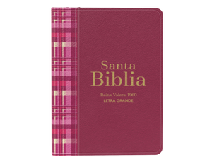 Biblia RVR 1960 Compacta Letra Grande 11 puntos Símil Piel Cuadros Fucsia Oscuro con Cierre e Índice
