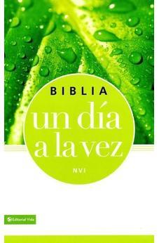 Biblia NVI Un Día a la Vez Imitación Piel Azul Beige para Hombres