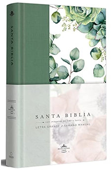 Biblia RVR 1960 Letra Grande Tamaño Manual Tapa Dura Verde con Flores