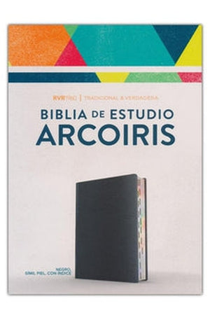 Biblia RVR 1960 de Estudio Arco Iris Multicolor Piel Imitación Negro con Índice